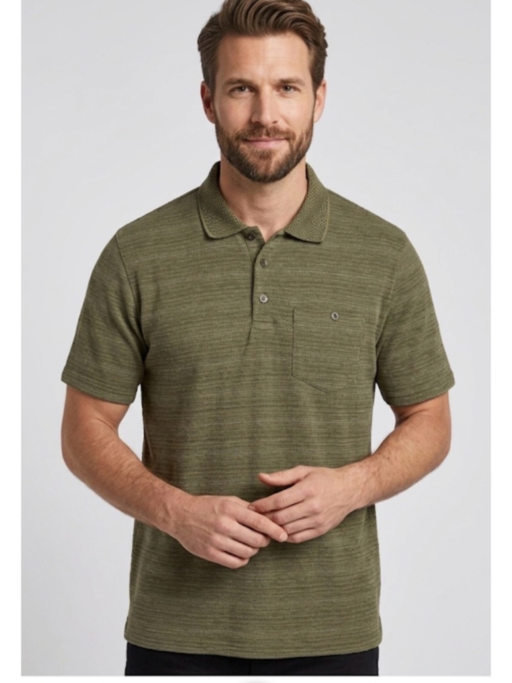 ENGLISH LAUNDRY Polo Shirt Quarter Button, Men’s Large, Green